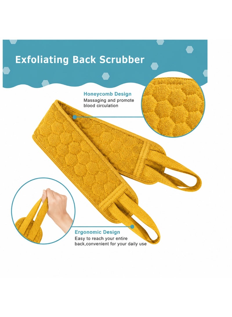 Premium 3-in-1 Bath Accessories Set – Back Scrubber, Exfoliating Glove & Shower Pouf - Image 3