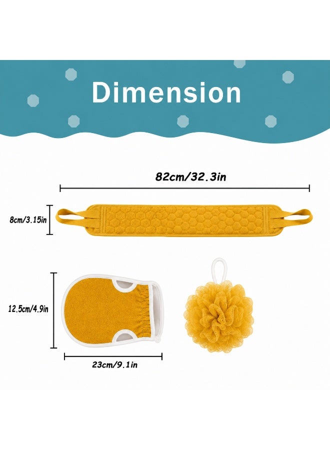 Premium 3-in-1 Bath Accessories Set – Back Scrubber, Exfoliating Glove & Shower Pouf - Image 2