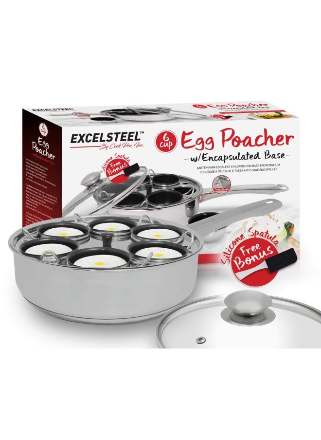 ExcelSteel - Excelsteel 522 Non Stick Easy Use Rust Resistant Home Kitchen Breakfast Brunch Induction Cooktop Egg Poacher  Stainless Steel  Stainless Steel - Image 1