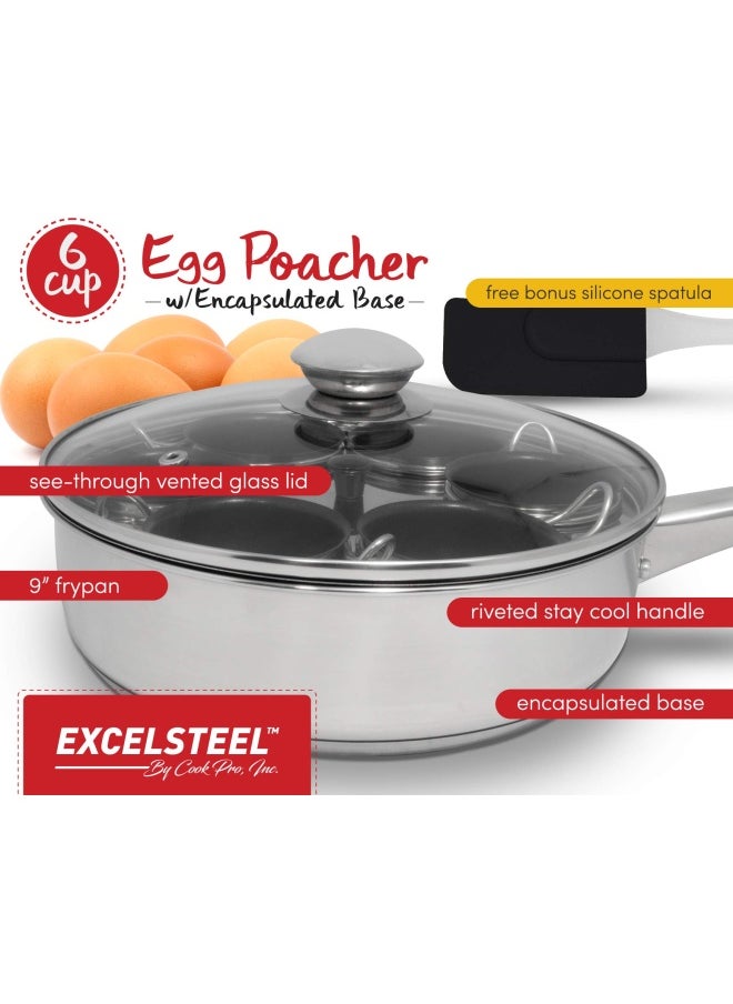 ExcelSteel - Excelsteel 522 Non Stick Easy Use Rust Resistant Home Kitchen Breakfast Brunch Induction Cooktop Egg Poacher  Stainless Steel  Stainless Steel - Image 1