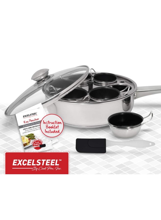 ExcelSteel - Excelsteel 522 Non Stick Easy Use Rust Resistant Home Kitchen Breakfast Brunch Induction Cooktop Egg Poacher  Stainless Steel  Stainless Steel - Image 1