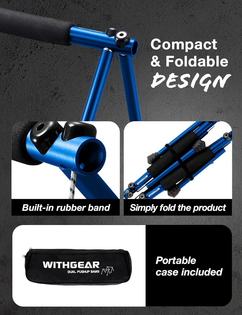 Withgear Push Up Bar – Folding Dip Bar for Home Workout, Lightweight & Portable Strength Training Equipment for Men & Women, Indoor & Outdoor Use (Hawk) - Image 4