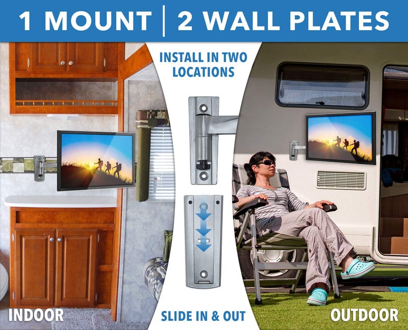 Mount-It! Locking RV TV Mount with Dual Wall Plates & Quick Release | Full Motion Rust-Resistant Aluminum Arm for Indoor & Outdoor Use in Camper, Trailer, RV | 13-42 Inch Screens, VESA 200 Compatible - Image 5
