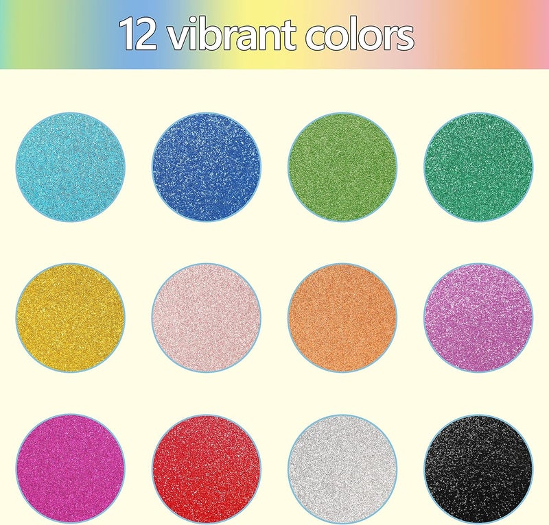 Simetufy Glitter Cardstock Paper, 24 Sheets 12 Colors, Premium Sparkly Paper for Cricut & DIY Projects, A4 Size - Image 3
