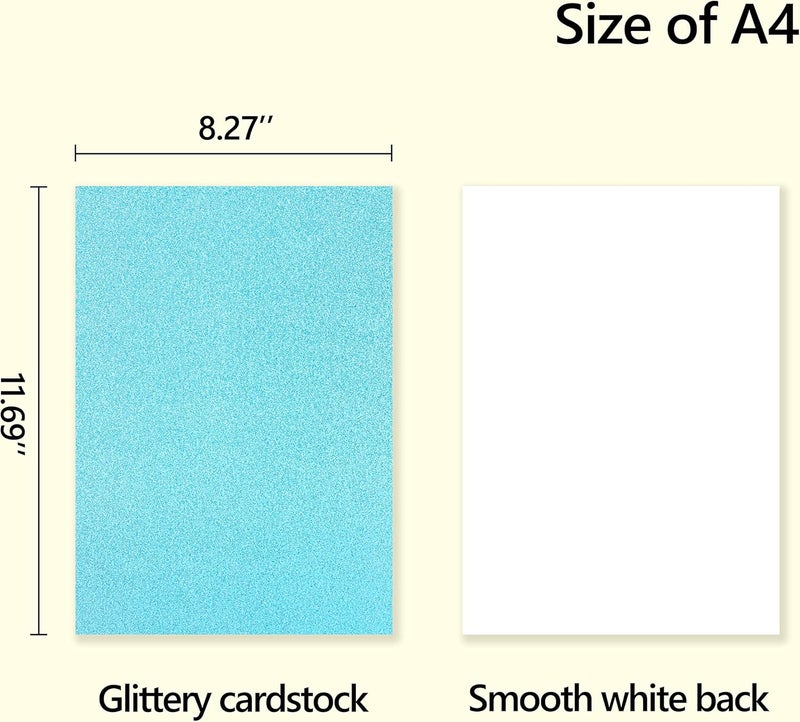 Simetufy Glitter Cardstock Paper, 24 Sheets 12 Colors, Premium Sparkly Paper for Cricut & DIY Projects, A4 Size - Image 2