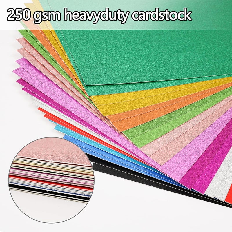 Simetufy Glitter Cardstock Paper, 24 Sheets 12 Colors, Premium Sparkly Paper for Cricut & DIY Projects, A4 Size - Image 4