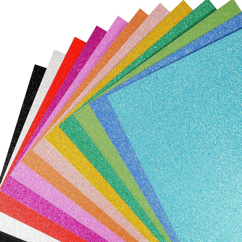 Simetufy Glitter Cardstock Paper, 24 Sheets 12 Colors, Premium Sparkly Paper for Cricut & DIY Projects, A4 Size - Image 1