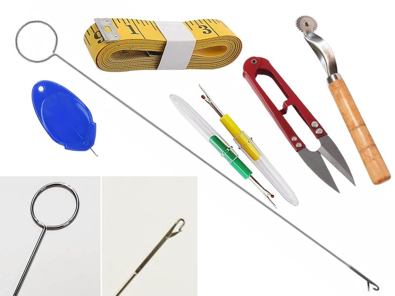 Artonezt Artonezt Tailoring Accessories Loop Turner Hook Needle Thread Cutter Seam Ripper Stitch Unpicker Measuring Tape Tracing Wheel Tool DIY Sewing Tailoring Dress Making 
