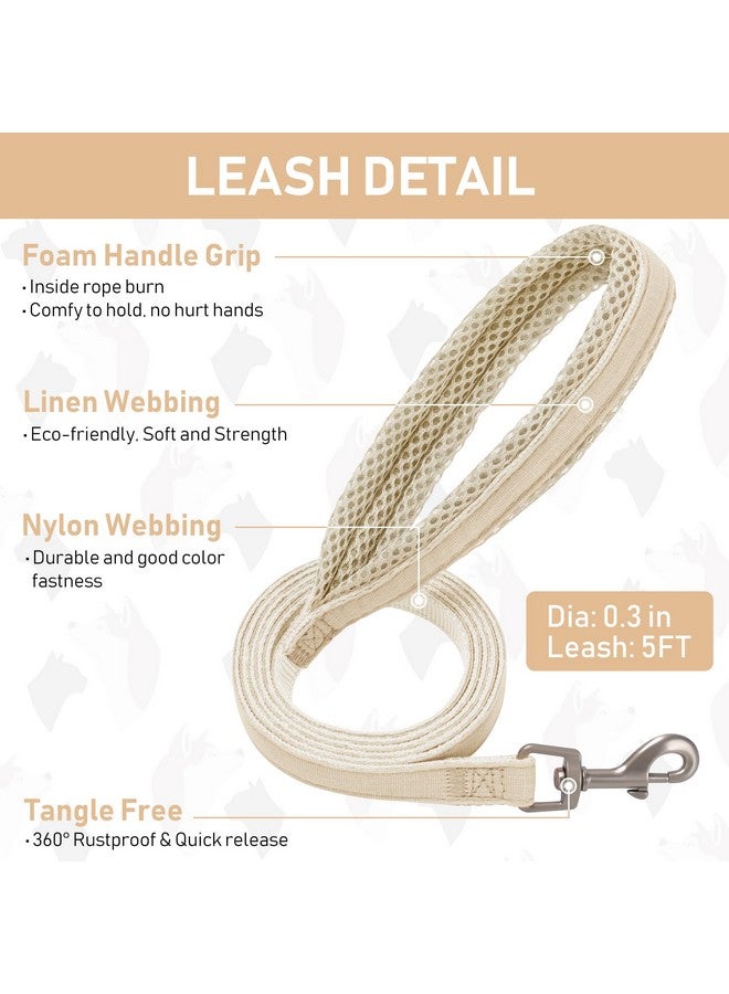 GAMUDA Small Pet Harness Collar and Leash Set, Step in No Chock No Pull Linen Fabric Soft Mesh Dog Vest Harnesses Reflective for Dogs Puppy Cats Kitten Rabbit (Khaki, M) - Image 5