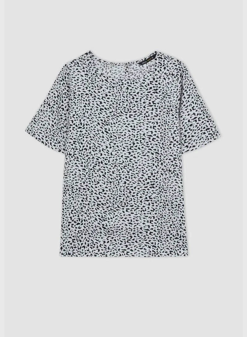 DeFacto Woman Round Collar Woven Short Sleeve Blouse
