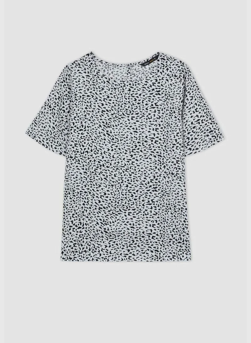 DeFacto Woman Round Collar Woven Short Sleeve Blouse