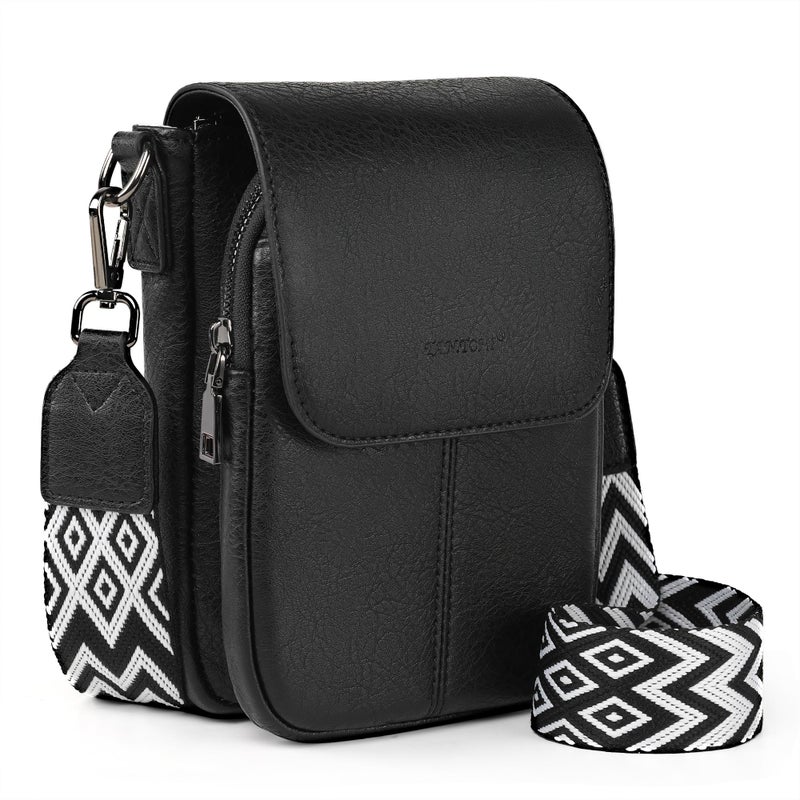 TANTOMI Small Crossbody Bags for Women, Small Purses with Card Slots Phone Purse Wide Adjustable Strap (Black) - Image 1