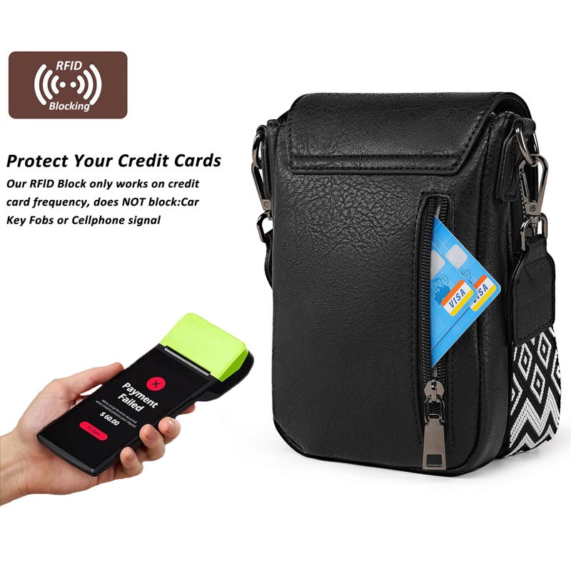 TANTOMI Small Crossbody Bags for Women, Small Purses with Card Slots Phone Purse Wide Adjustable Strap (Black) - Image 3