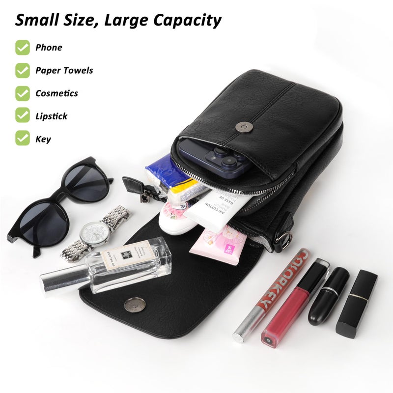 TANTOMI Small Crossbody Bags for Women, Small Purses with Card Slots Phone Purse Wide Adjustable Strap (Black) - Image 5