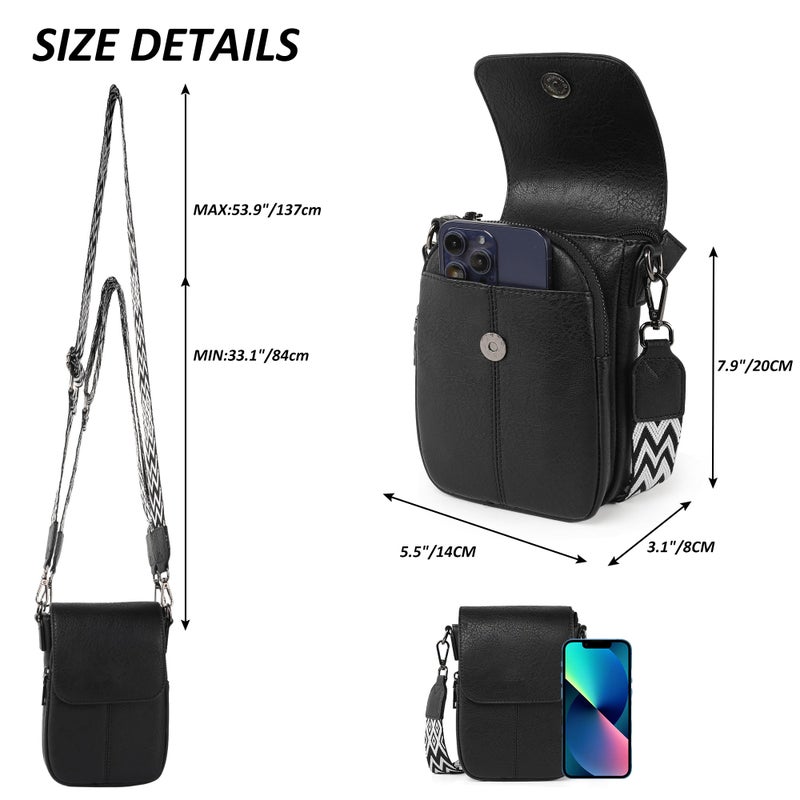 TANTOMI Small Crossbody Bags for Women, Small Purses with Card Slots Phone Purse Wide Adjustable Strap (Black) - Image 4