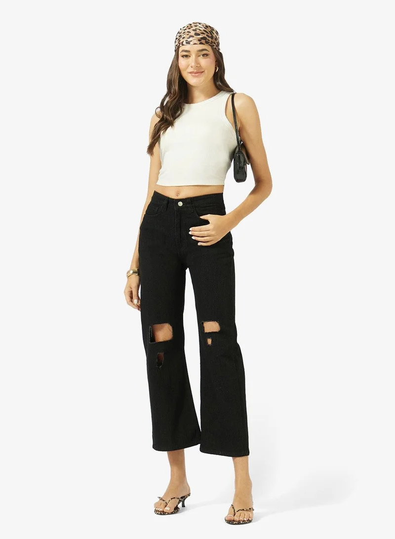 Ginger  Distressed High Rise Boyfriend Jeans for Women | Best Price UAE
