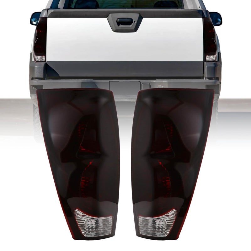 USR 0206 Avalanche Tail Lights Dark Smoke Red Lens TailLight Lamp Assembly Set Left Right Compatible with 20022006 Chevy Chevrolet Avalanche Pickup Truck Dark Cherry Red Lens Plug and Play