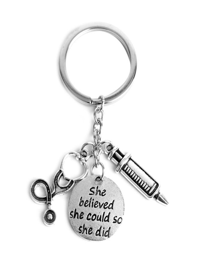 NIBEMINENT Needle Syringe Stethoscope Alloy Metal Key Holder Casual Chain