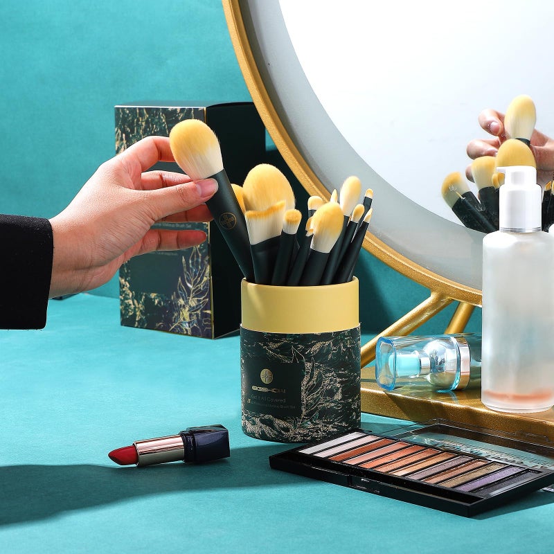 EIGSHOW Makeup Brushes 18pcs Professional Makeup Brush Travel Set with Eco Cylinder 2Cups Holder, Premium Synthetic Foundation Powder Concealer Blush Blending Eye Lip Brush Kit - Cruelty Free - Image 5