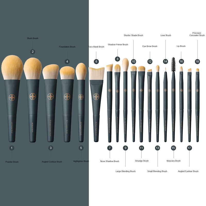EIGSHOW Makeup Brushes 18pcs Professional Makeup Brush Travel Set with Eco Cylinder 2Cups Holder, Premium Synthetic Foundation Powder Concealer Blush Blending Eye Lip Brush Kit - Cruelty Free - Image 2