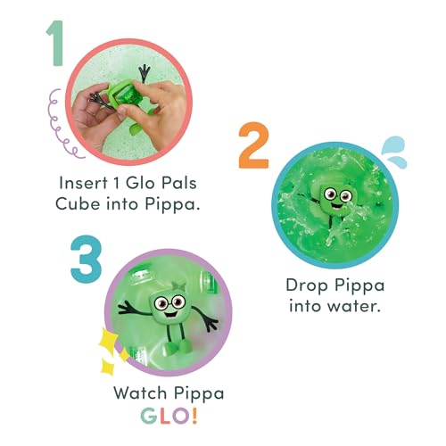Glo Pals New Glo Pals Pippa Water-Activated Bath Toy with 6 Reusable Light-Up Cubes for Sensory Play - Image 5