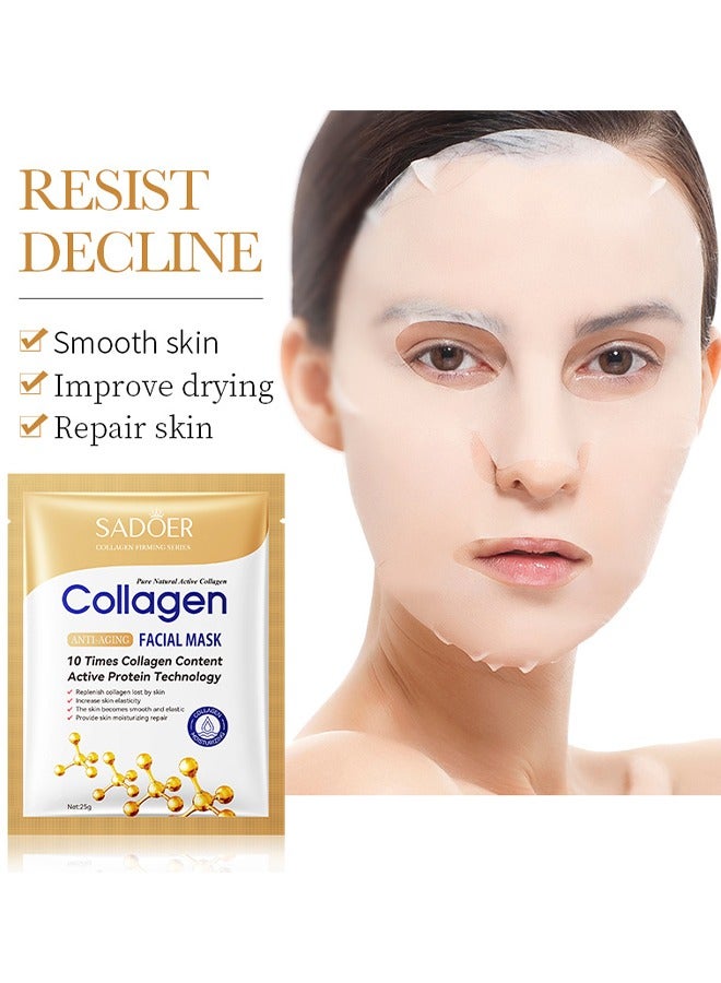 SADOER 5PCS Korean Collagen Face Sheet Mask Skincare, Anti Aging, Wrinkle Hydrating, Firming Anti Aging Face Sheet Masks For Men And Women, Brightening Facial Mask For All Skin Types - Image 5
