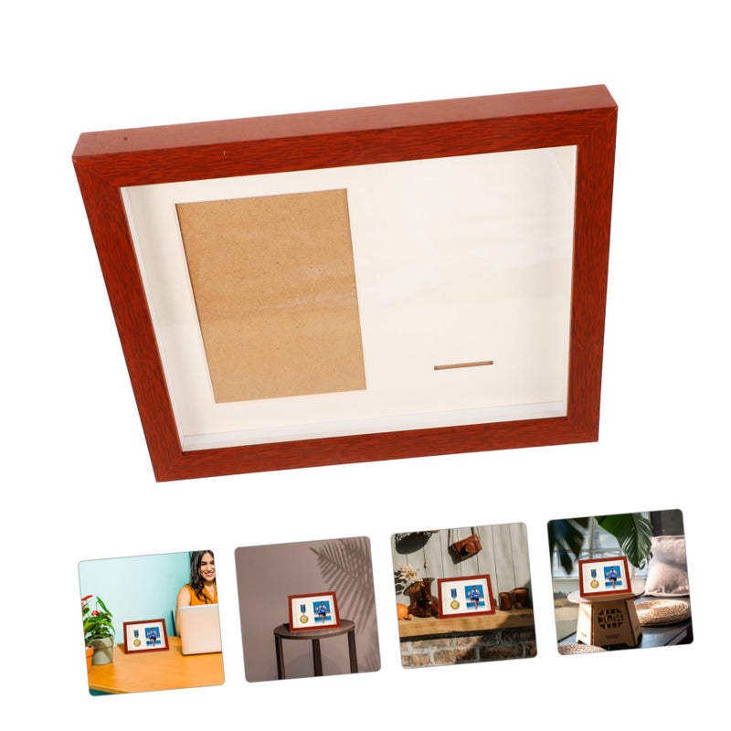 Light Brown Wooden Medal Display Frame With Foam Shadowbox And Award Holder - Image 5