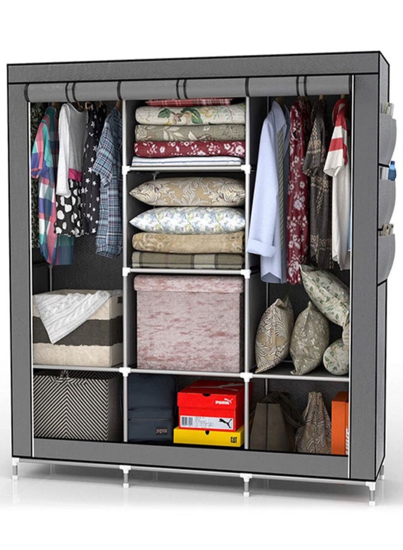 Roman Gifts Portable Fabric Canvas Wardrobe With Storage Cupboard Organiser - Image 2
