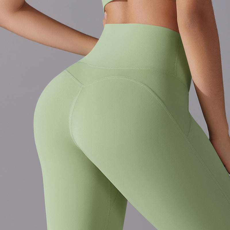 Women's High-Waist Seamless Yoga Leggings - No Panty Line, Nude Feel, Ankle Length, High Elasticity for Running &  Fitness - Image 5