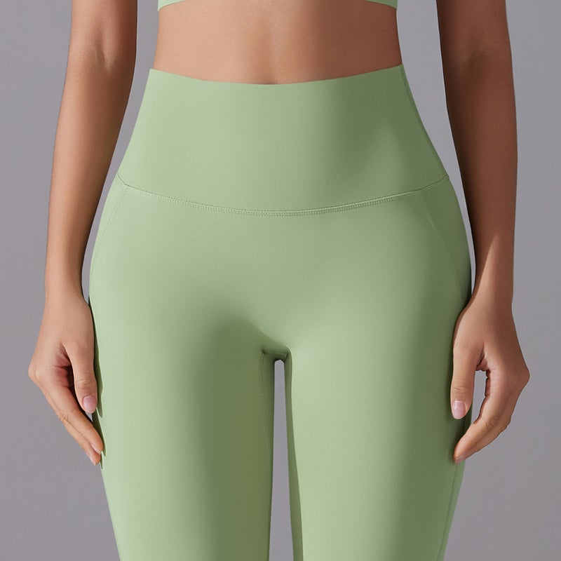 Women's High-Waist Seamless Yoga Leggings - No Panty Line, Nude Feel, Ankle Length, High Elasticity for Running &  Fitness - Image 4