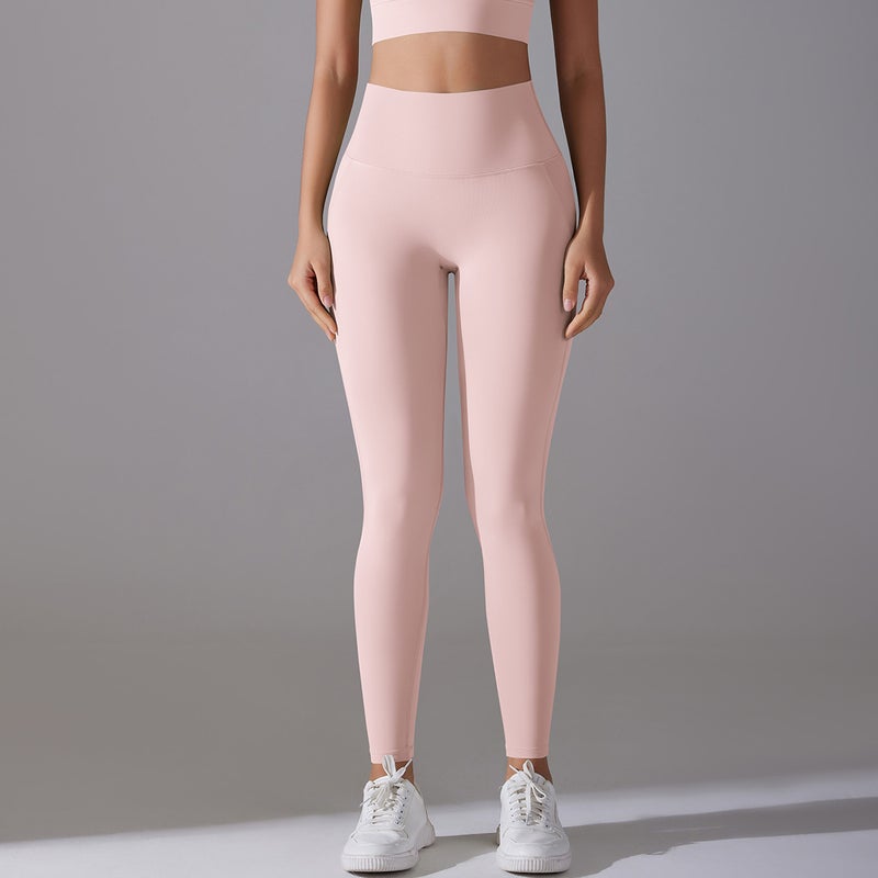 Women's High-Waist Seamless Yoga Leggings - No Panty Line, Nude Feel, Ankle Length, High Elasticity for Running &  Fitness - Image 1