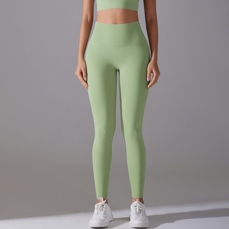 Women's High-Waist Seamless Yoga Leggings - No Panty Line, Nude Feel, Ankle Length, High Elasticity for Running &  Fitness - Image 3