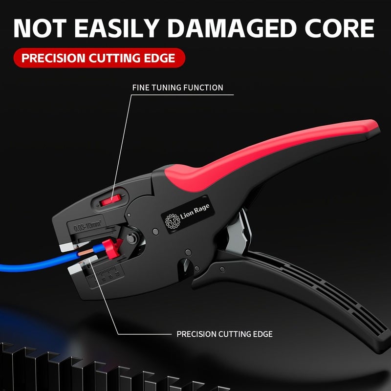 Lion Rage أداة تجريد الأسلاك متعددة الوظائف HS D3 Plus Y قاطع كابلات فائق الخفة ومجرد عزل للكهربائيين، هيكل بلاستيكي ومعدني متين، قبضة طاقة قابلة للتعديل لنطاق أسلاك من 0.03 إلى 10 مم²، أساسيات الكهربائيين، تصميم مقبض مريح، بناء قوي. - Image 2