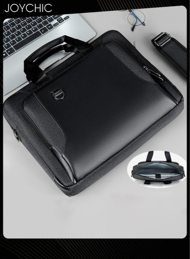 Joychic 13.3/14 Inch Business Multi-Pocket Laptop Sleeve Briefcase Large Capacity Shoulder Bag Electronic Accessories Organizer Waterproof Messenger Carrying Case Black  - Image 1