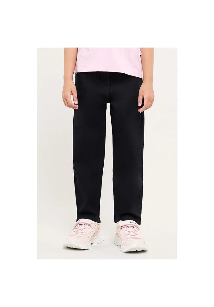 R&b Solid Straight Fit Jeans with Button Closure