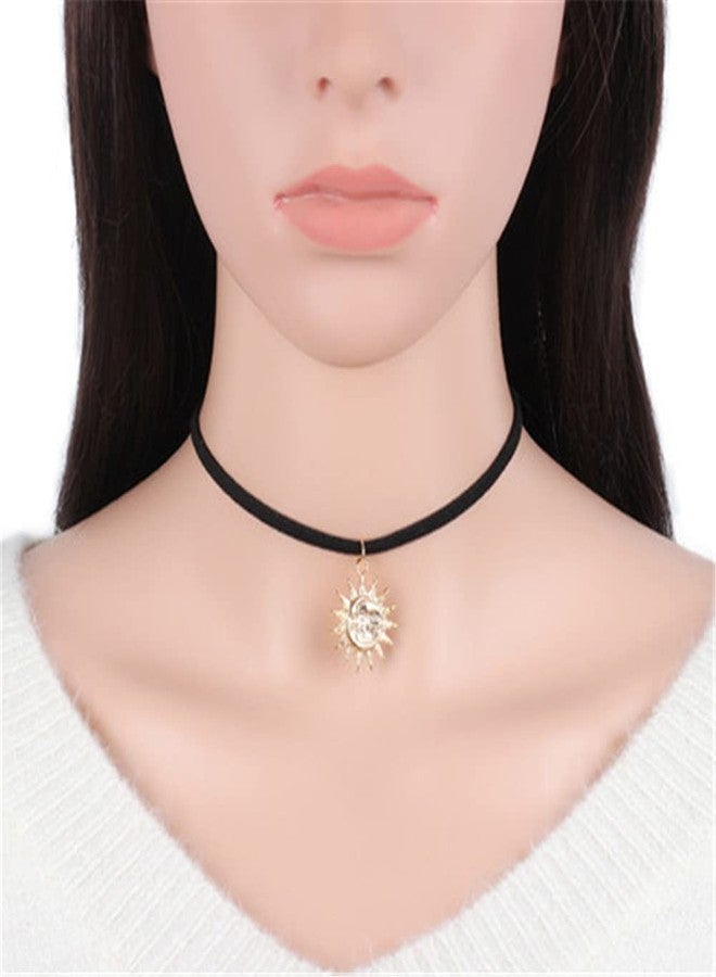 Hifunny Sun Moon Star Choker Necklace Vintage Black Velvet Star Sun Crescent Necklace for Women Jewelry 3Pcs Set - Image 3