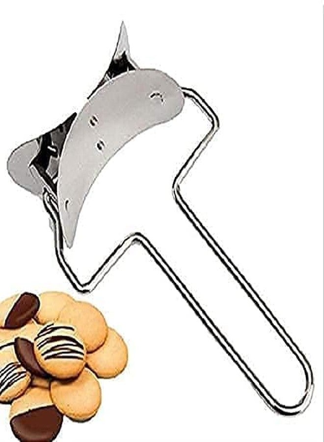 Red Champion Manual Stainless Steel Puri Cutter Roller with Handle – Dough Circle Cutter for Puri, Roti, Dumpling Skin & Pastry, Easy Press Kitchen Tool for Home Baking & Cooking - Image 1