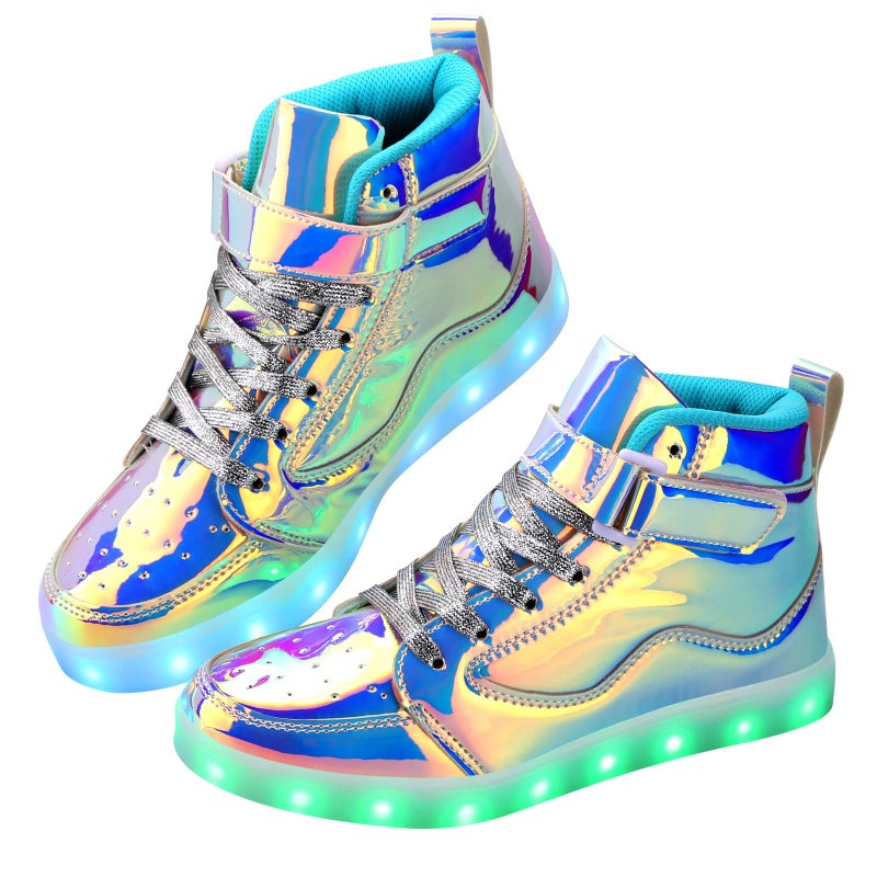 Qimaoo Light Up Shoes Men Women LED Shoes USB Charging Adult High Top LED Sneakers Glow in The Dark Footwear for Dancing Party Festivals Festivals - Image 1