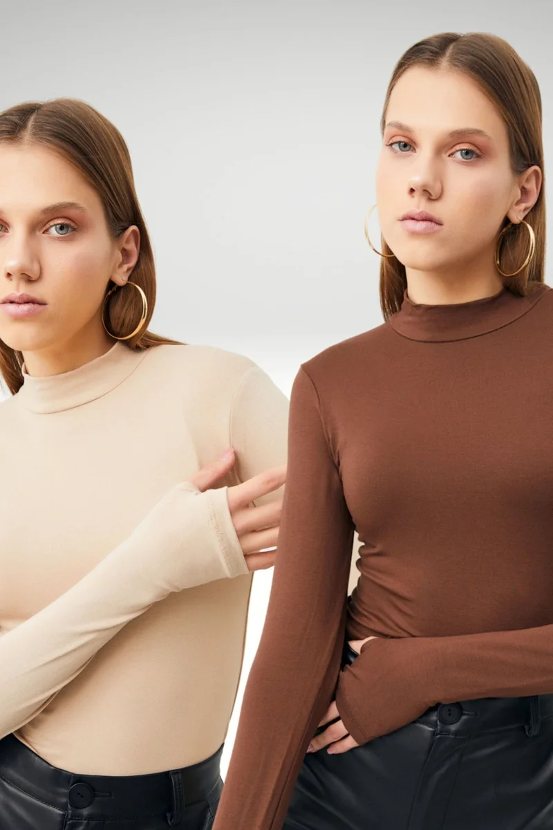 Bipantolon BIPANTOLON Women's 2-Pack Cut-Out Half Turtleneck Bodysuits