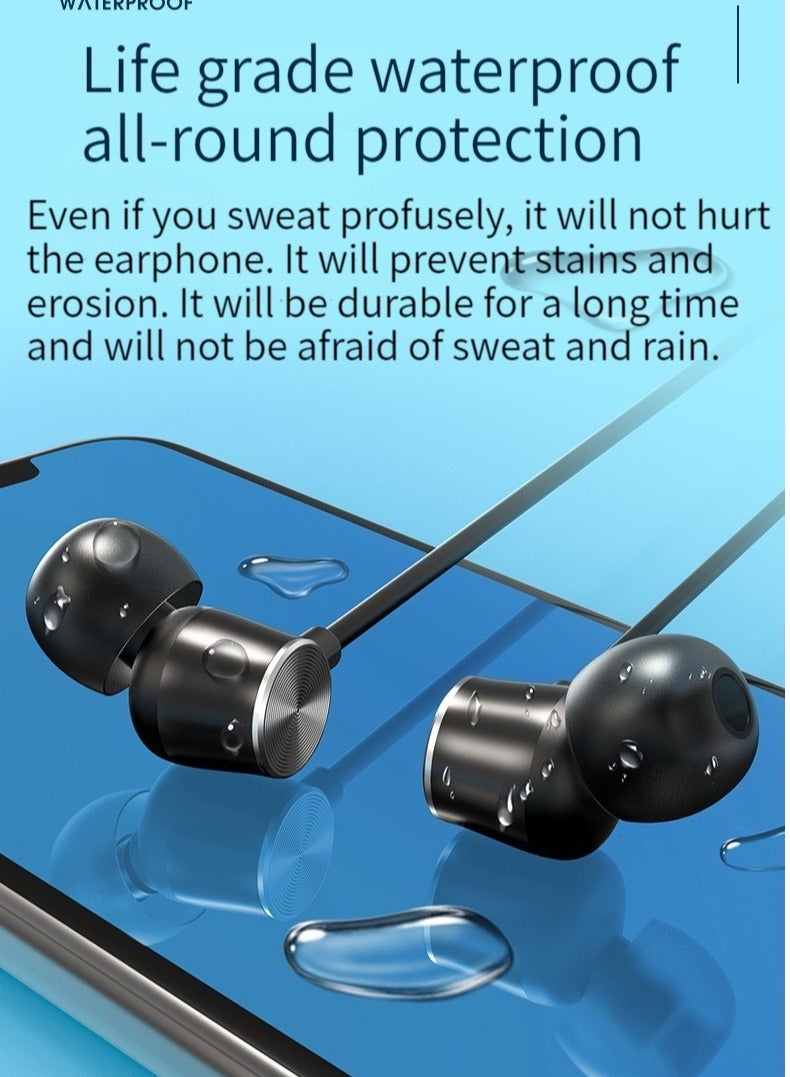 In-ear wireless bluetooth neckband sports earphones running neckband earphones black - Image 4