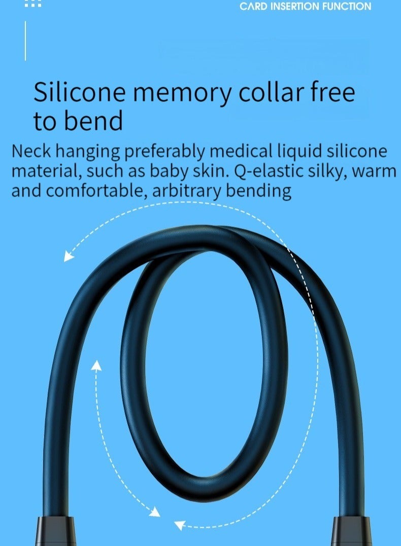 In-ear wireless bluetooth neckband sports earphones running neckband earphones black - Image 2