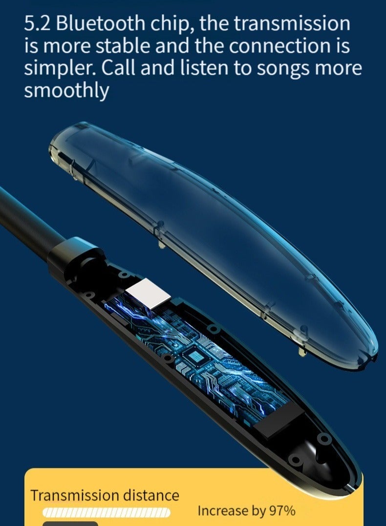 In-ear wireless bluetooth neckband sports earphones running neckband earphones black - Image 3