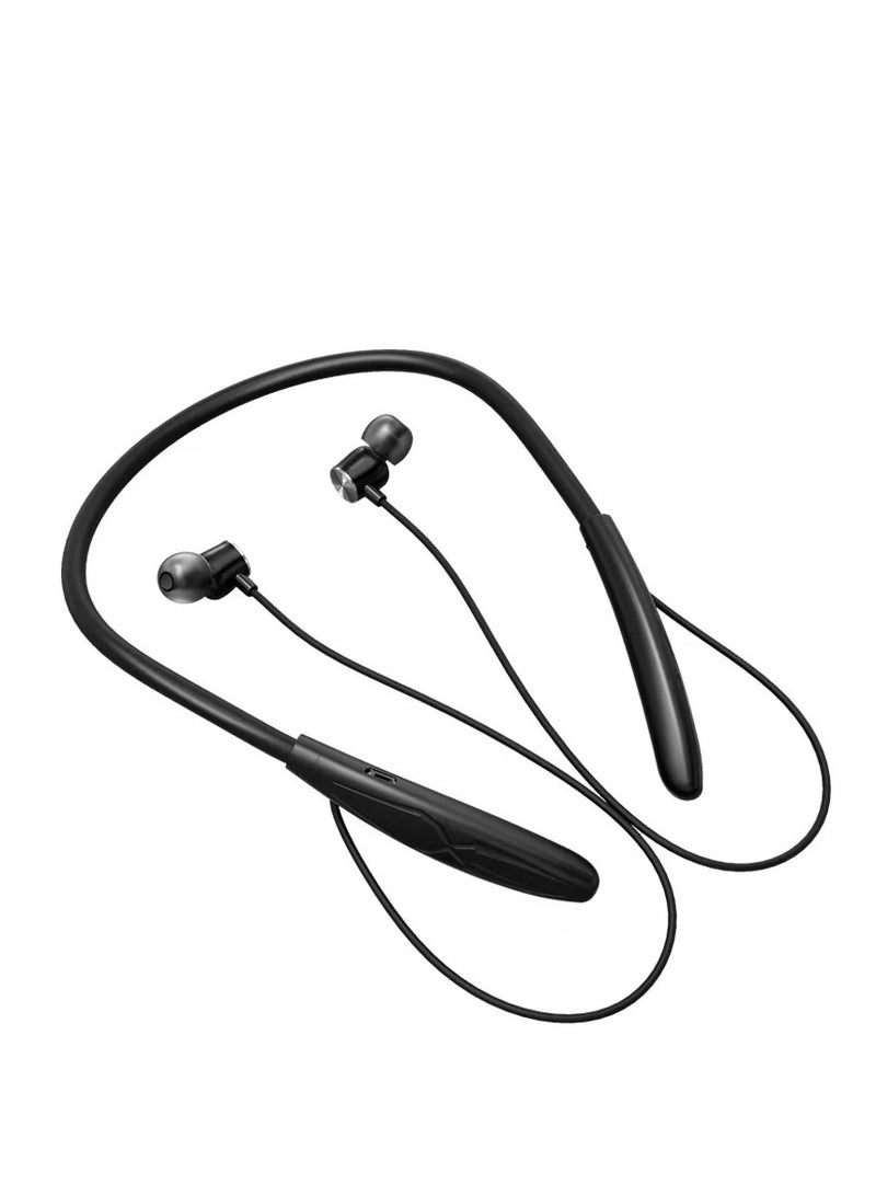 In-ear wireless bluetooth neckband sports earphones running neckband earphones black - Image 1