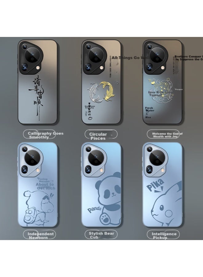 Xp Huawei Pura70Ultra Phone Case Full Cover Lens P70Ultra Heat Dissipation Frosted Cartoon Male And Female Models Anti-Fall Business High-End Sense - Graphite Gray Circular Pisces - Image 4