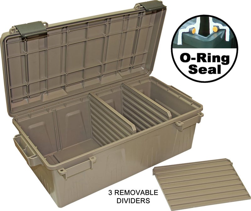 MTM ACDC30 Divided Ammo Crate Utility Box, Outdoor Gear & Tool Storage, Water- Resistant, Stackable, Snap Latch, 21"x11.2"x7.5", USA Made, Dark  Earth - Image 3