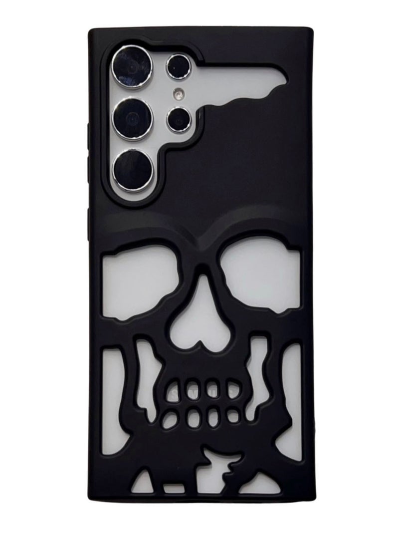Color Fans Cool Hollow Skull Matte Black Soft Phone Case for Samsung Galaxy S23 Ultra Protective Cover - Image 1