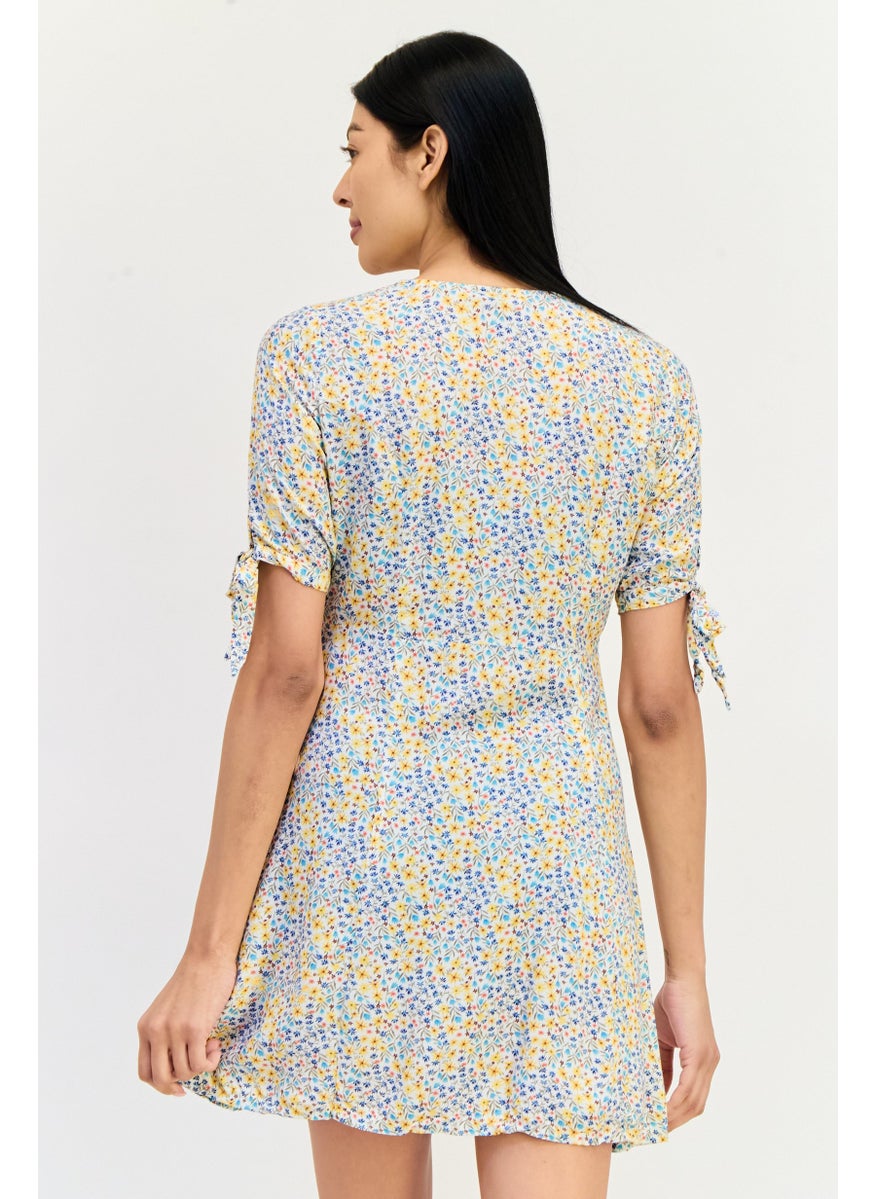 ONLY Women Floral Print Mini Dress, Multicolor  - Image 4