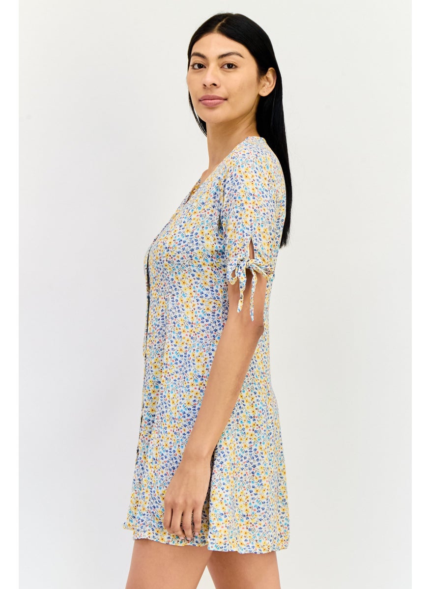 ONLY Women Floral Print Mini Dress, Multicolor  - Image 3