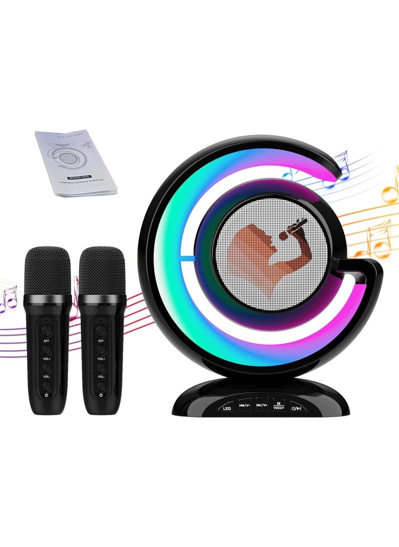 Generic YS-110 Karaoke Machine with Two Wireless Microphones Portable Bluetooths Speaker for Home Karaoke Birthday Party with Microfone Mic and Colorful LED  - Image 1