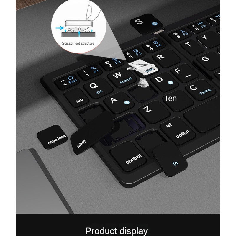 Wireless Folding Keyboard: 0.61cm Ultra-Thin, Tri-Fold Design, Large Touchpad - Full Function Bluetooth Keyboard for iPad Mobile Phone Tablet PC Business Office - Image 2